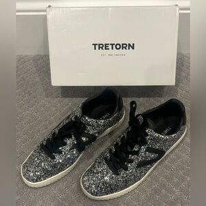 Tretorn Black and Silver Glitter Sneakers